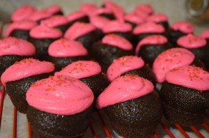 Chocolate Cupcakes with Pink Icing