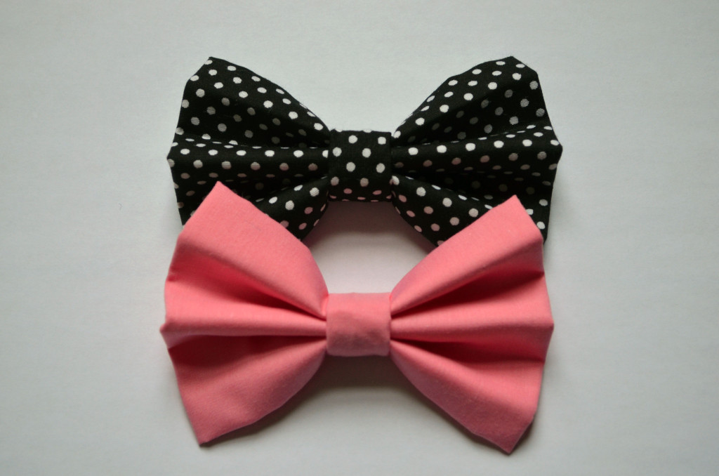 Pink and Black Polka Dot Hair Bows