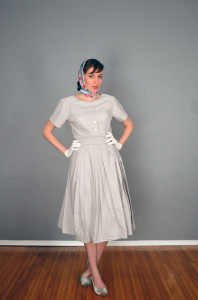 Vintage Inspired Beige Dress